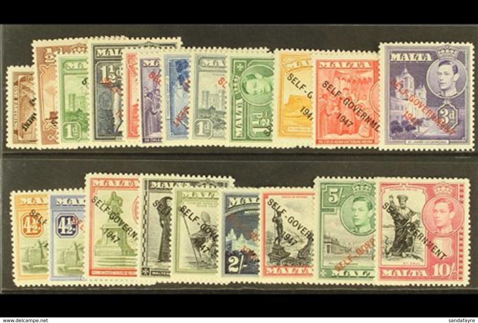 \Y 1948-53\Y New Constitution Complete Overprinted Set, SG 234/248, Never Hinged Mint. (21 Stamps) For More Images, Plea - Malta (...-1964)
