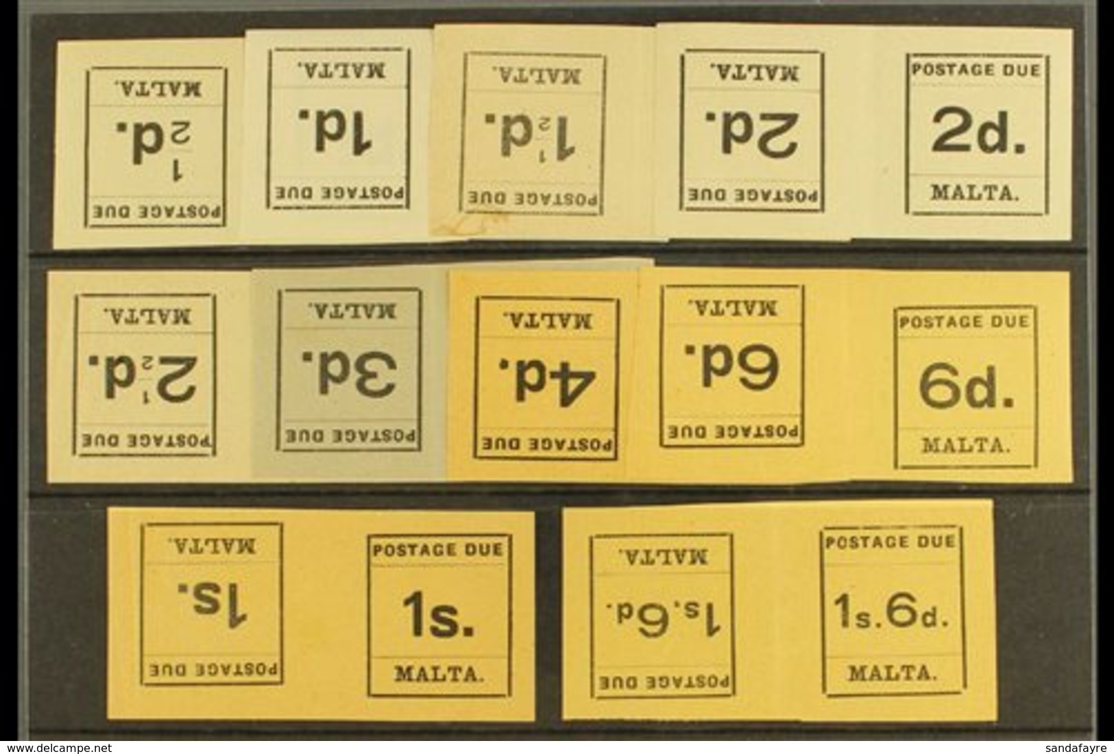 \Y POSTAGE DUES\Y 1925  Typeset Set Complete As Tete-beche Pairs,  SG D1a/10a, Very Fine Mint. (10 Pairs) For More Image - Malta (...-1964)