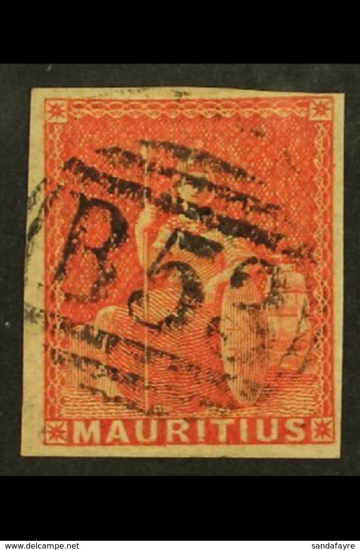 \Y 1858\Y (6d) Vermilion Britannia, SG 28, Fine Used With Clear To Large Margins And Neat Central "B 53" Barred Oval Can - Maurice (...-1967)