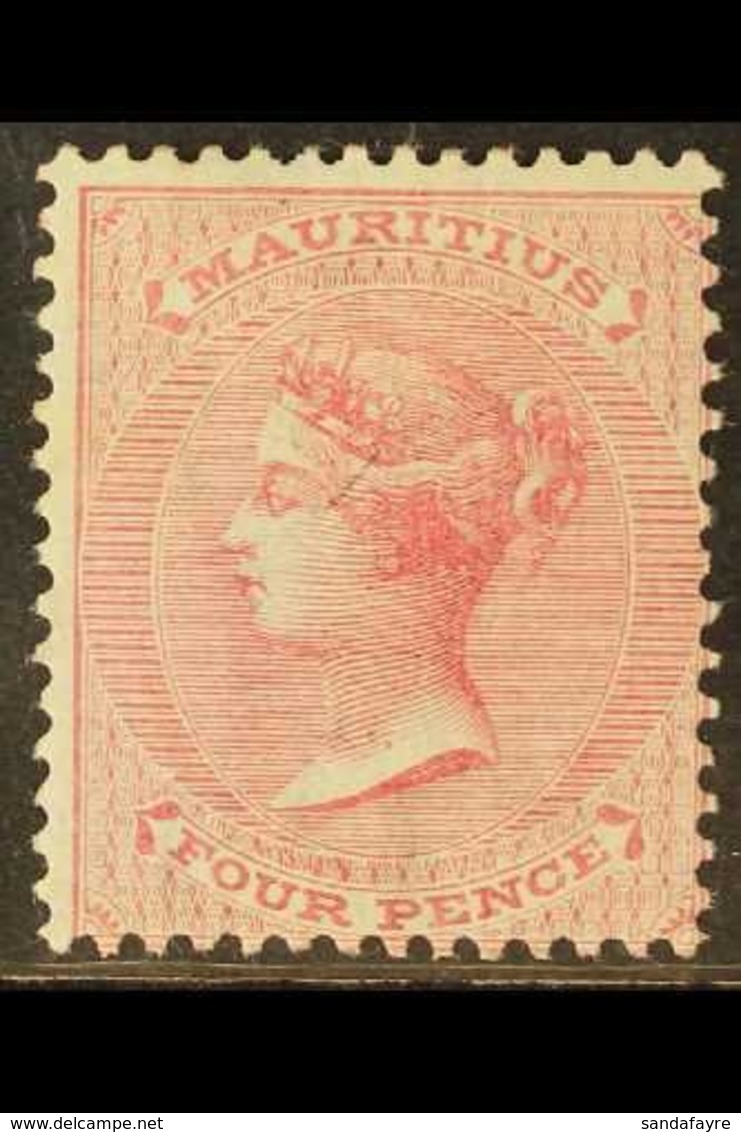 \Y 1863\Y 4d Rose, Wmk CC, SG 62, Fine Mint. For More Images, Please Visit Http://www.sandafayre.com/itemdetails.aspx?s= - Mauritius (...-1967)