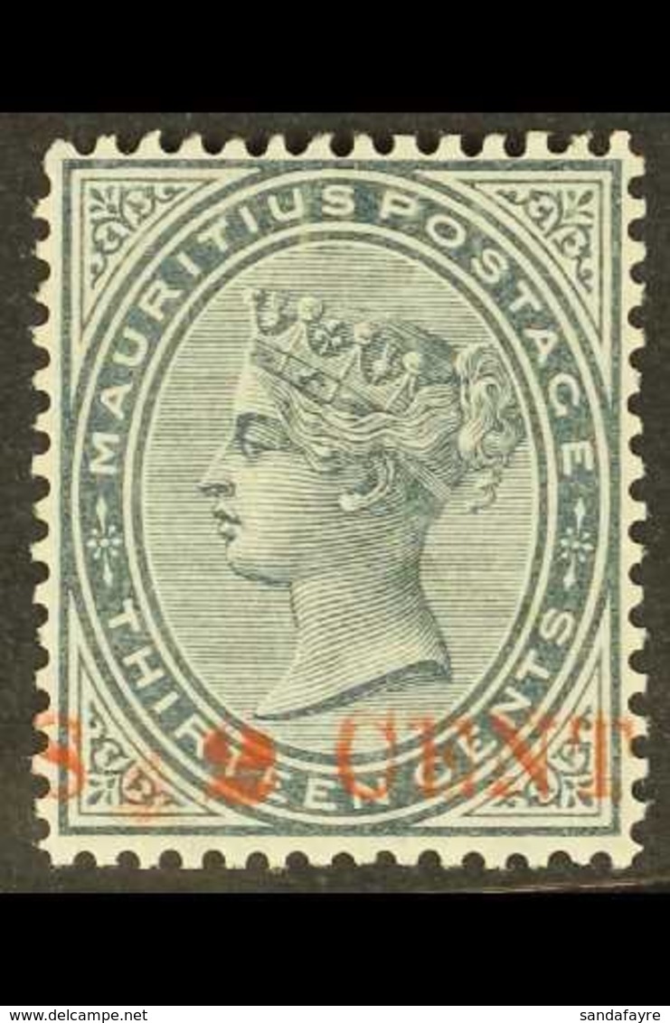 \Y 1887\Y 2c On 13c Slate, Surcharged In Red, Variety "surcharge Double", SG 117b, Very Fine Mint. Signed Kohler. For Mo - Mauritius (...-1967)