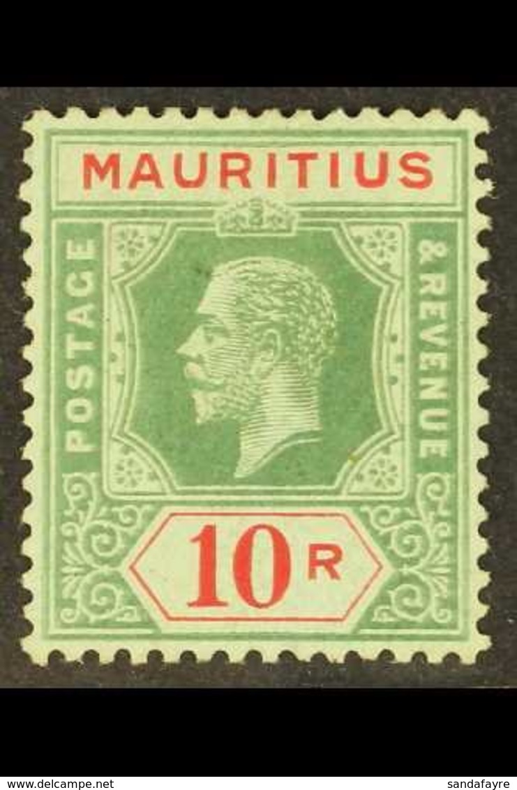 \Y 1913\Y 10r Green And Red On Blue Green On OLIVE Back, SG 204a, Very Fine Mint. Rare And Elusive Stamp. For More Image - Maurice (...-1967)