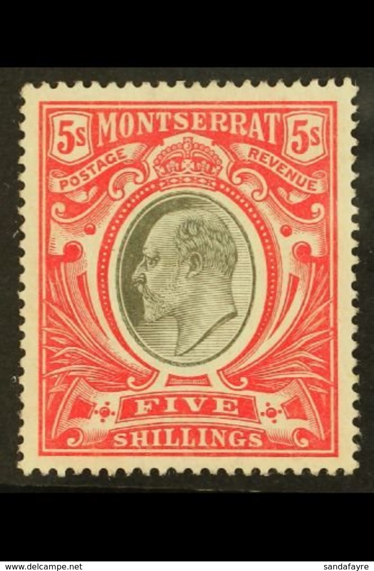 \Y 1903\Y KEVII 5s Black And Scarlet, Wmk Crown CC, SG 23, Very Fine Lightly Hinged Mint. For More Images, Please Visit  - Montserrat