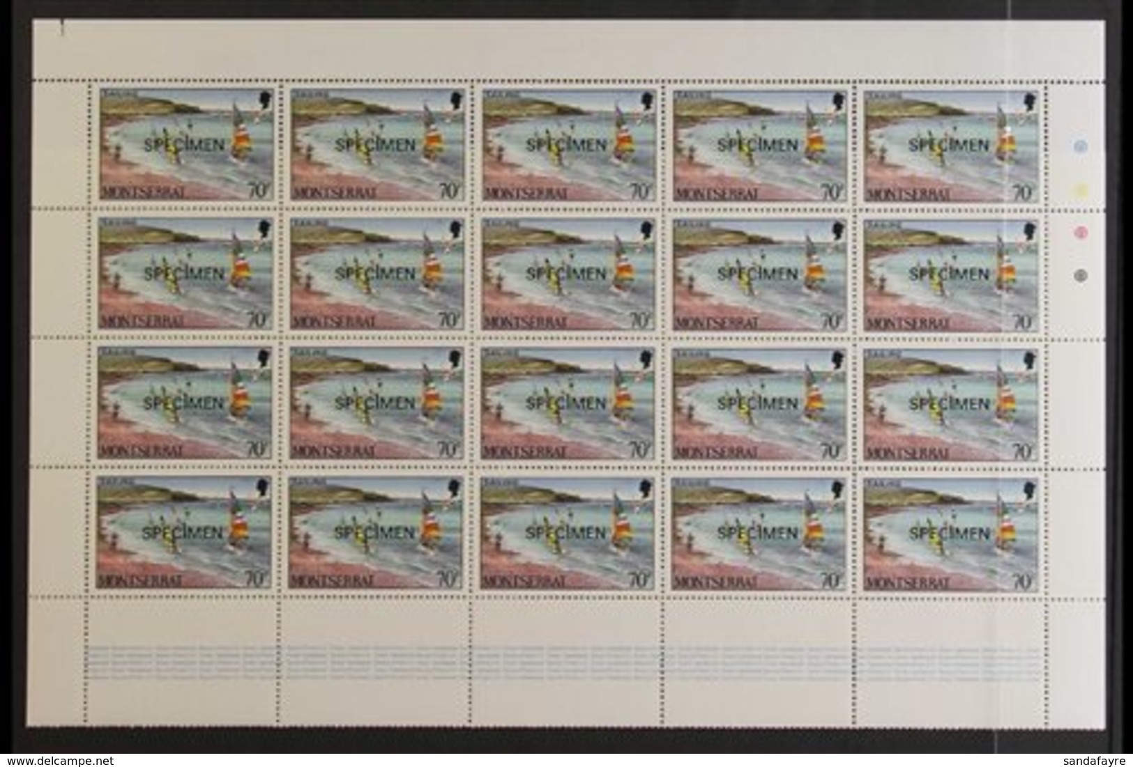 \Y 1986 TOURISM COMPLETE SHEETS.\Y Tourism Set, SG 710/13, SPECIMEN Overprinted Complete Sheets Of 40 Stamps. Never Hing - Montserrat