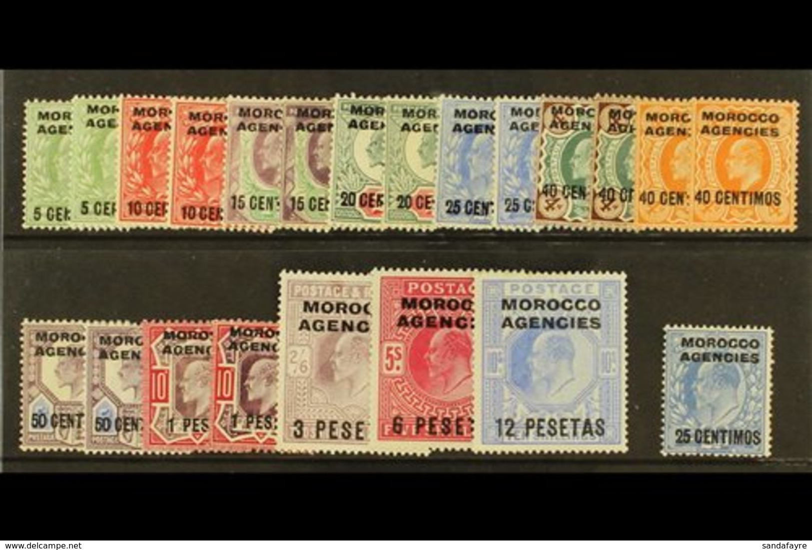 \Y SPANISH CURRENCY; 1907-12\Y The Complete Set, SG 112/123, With All Listed Shades To 1p On 10d, Plus Harrison 25c On 2 - Autres & Non Classés