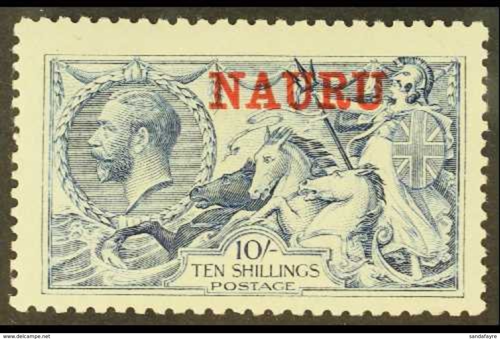 \Y 1916-23\Y 10s Pale Blue Seahorse, De La Rue Printing, SG 23, Fine Mint. For More Images, Please Visit Http://www.sand - Nauru