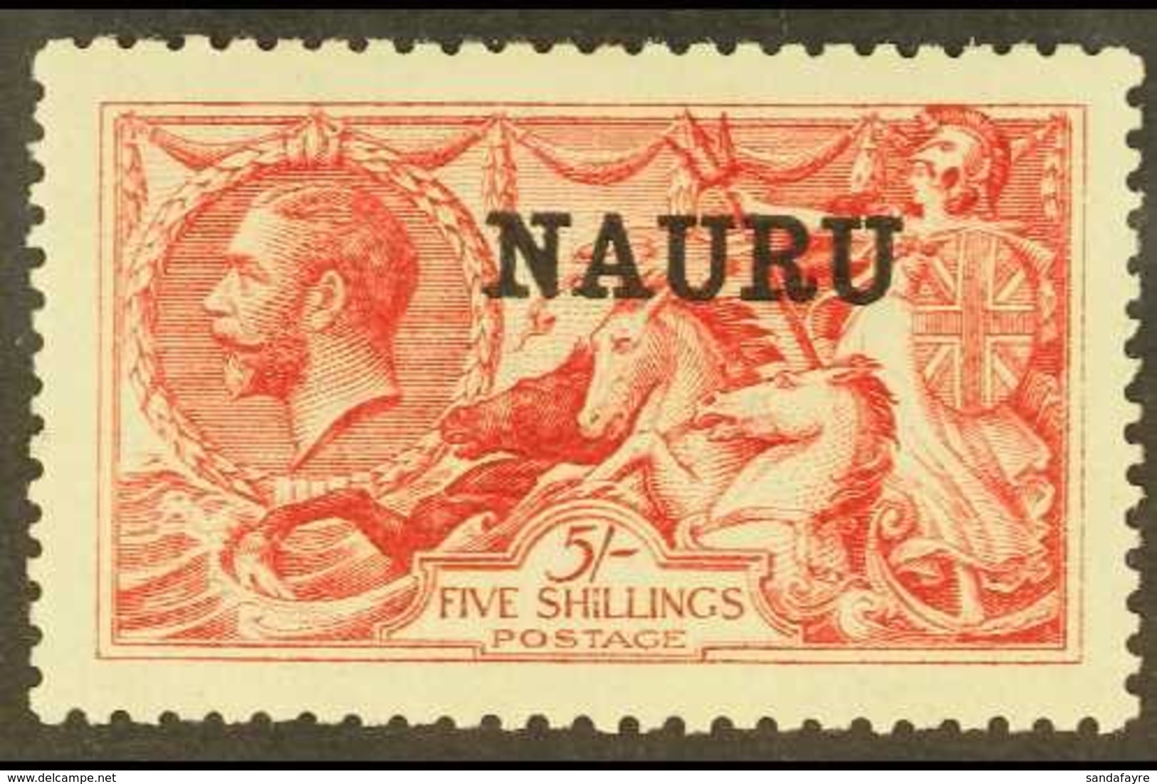 \Y 1916-23\Y 5s Bright Carmine Seahorse, De La Rue Printing, SG 22, Very Fine Mint. For More Images, Please Visit Http:/ - Nauru