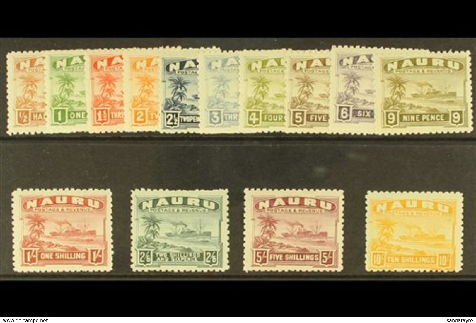 \Y 1924-34\Y "Freighter" Complete Set On Rough Surfaced, Greyish Paper, SG 26A/39A, Very Fine Mint. (14 Stamps) For More - Nauru