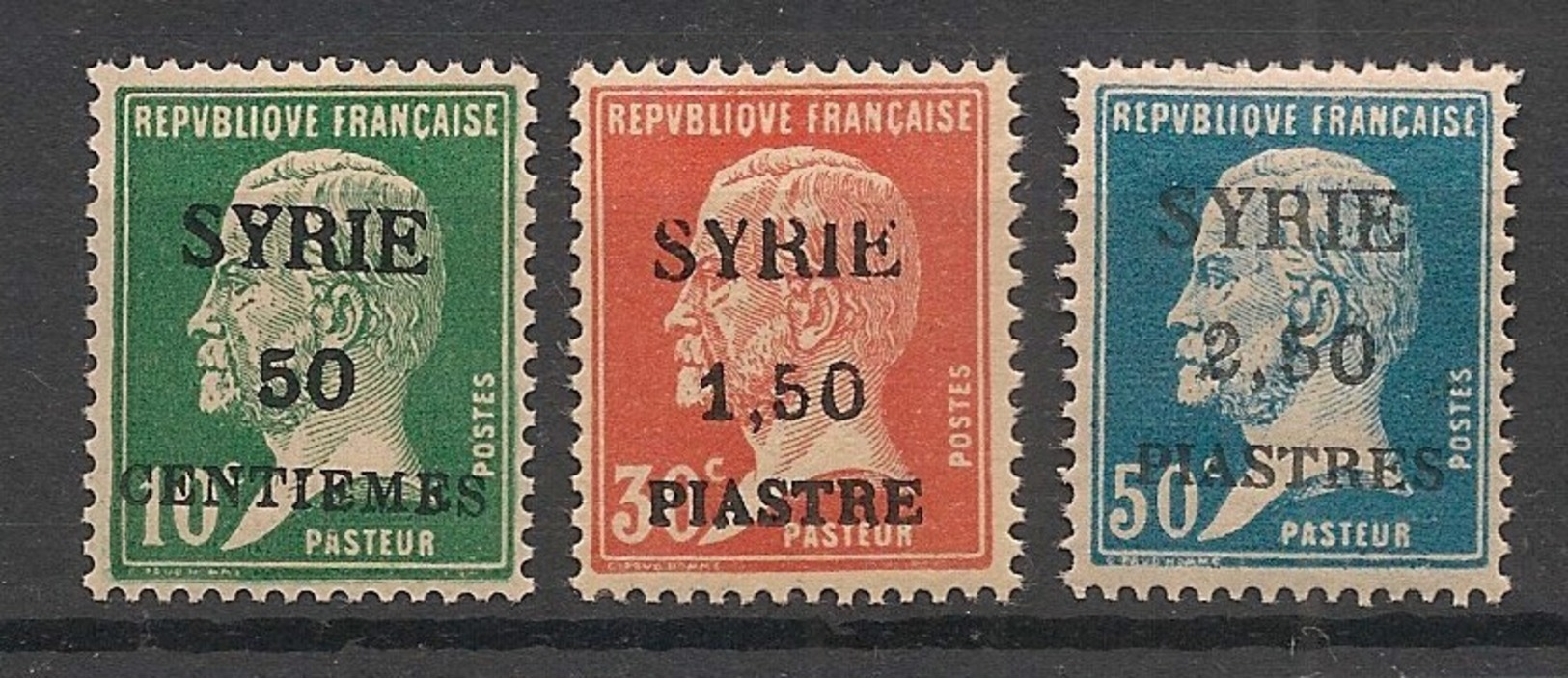 Syrie - 1924 - N°Yv. 119 - 120 - 121 - Pasteur 3 Valeurs - Neuf Luxe ** / MNH / Postfrisch - Unused Stamps