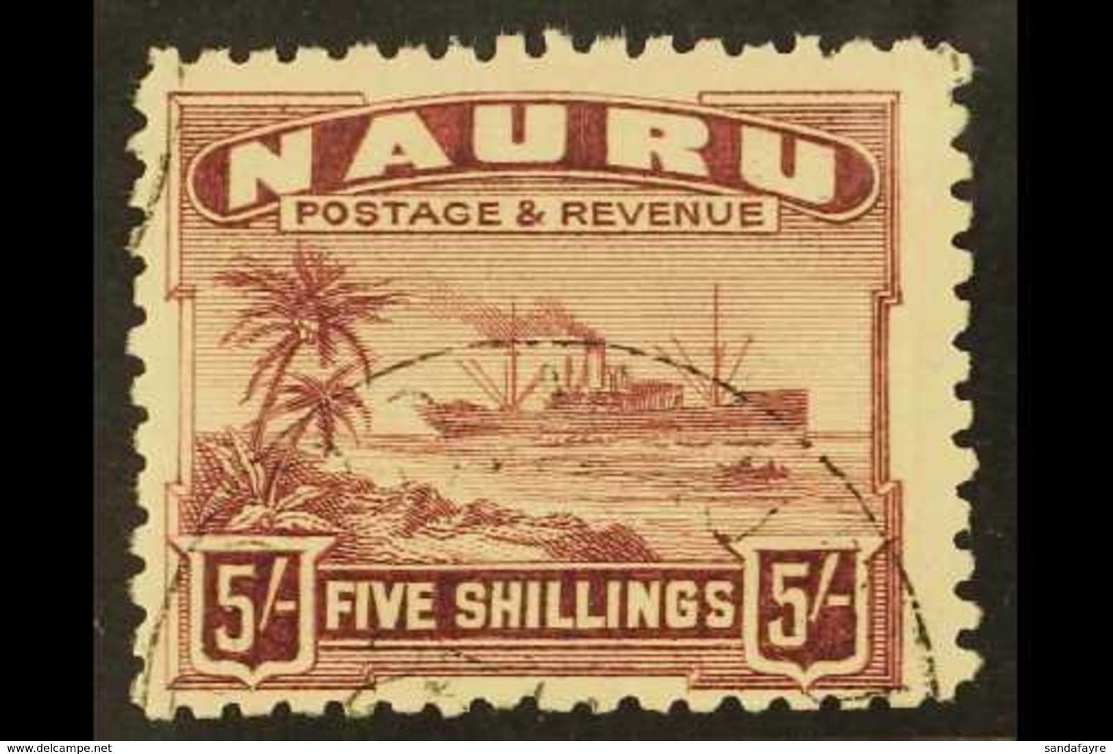 \Y 1924-48\Y 5s Claret On Greyish Paper, SG 38A, Fine Cds Used For More Images, Please Visit Http://www.sandafayre.com/i - Nauru