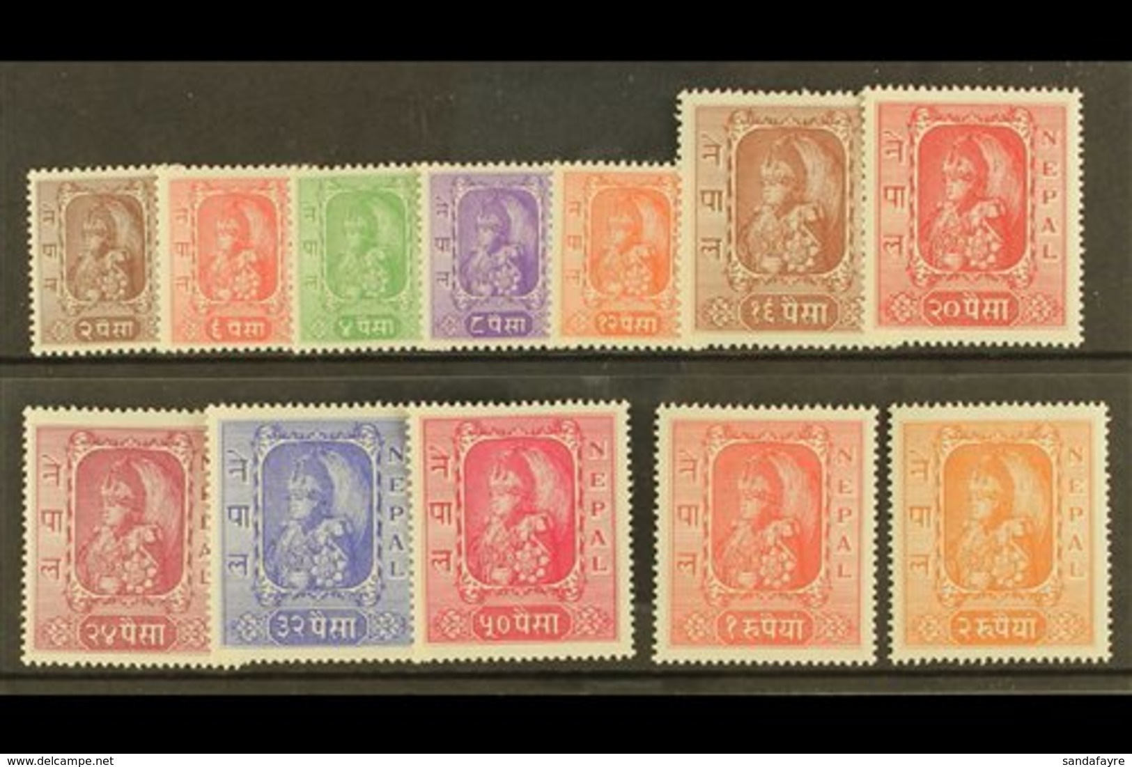 \Y 1954\Y New Currency Set, SG 73/84, Very Fine Mint (12 Stamps) For More Images, Please Visit Http://www.sandafayre.com - Népal
