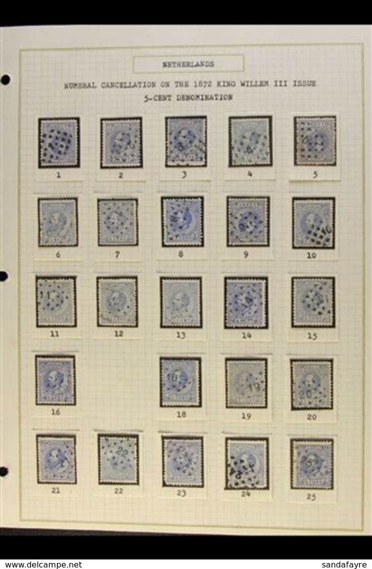 \Y 1872 NUMERAL POSTMARKS ON KING WILLIAM III ISSUES.\Y An Interesting Collection Of Used Stamps With Values To 2.50g Ni - Autres & Non Classés