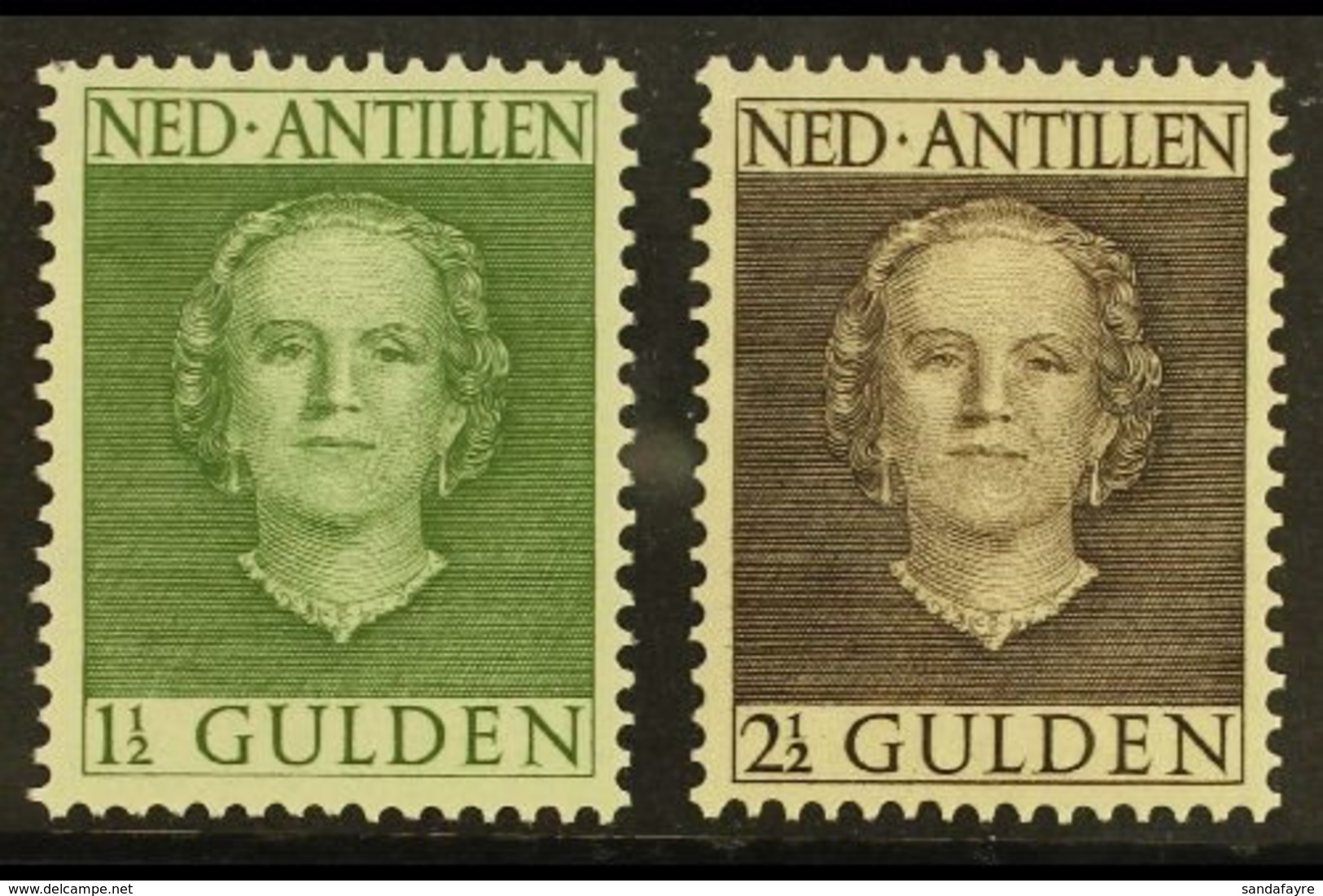 \Y ANTILLES\Y 1950-79 1½g Grey Green & 2½g Sepia  Perf 12½ X 12, SG 321/22, Very Fine Mint (2 Stamps) For More Images, P - Autres & Non Classés