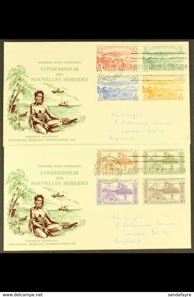 \Y FRENCH 1957\Y Definitive Set, SG F96/106, Across Four Neat Illustrated First Day Covers, With Port Vila Machine Cance - Autres & Non Classés