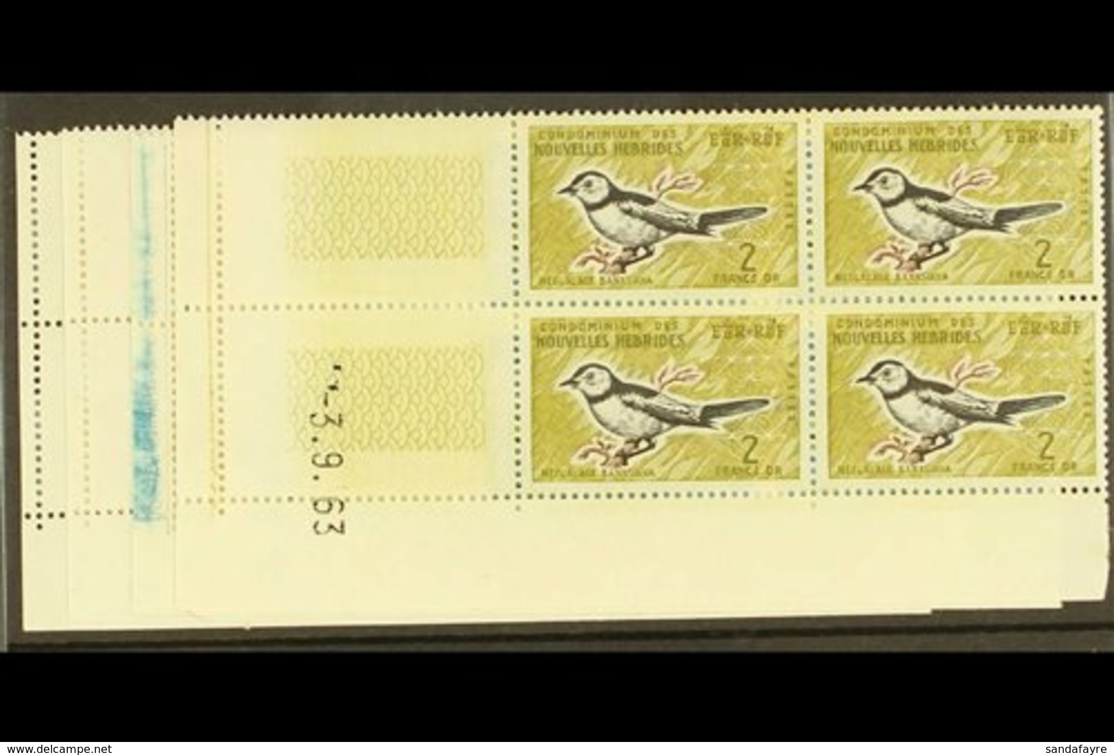 \Y FRENCH 1963\Y Pictorial 15c, 30c, 50c And 2f, SG F113, 117, 119, 122, Corner Date Imprint Blocks Of Four, Stamps Fine - Other & Unclassified