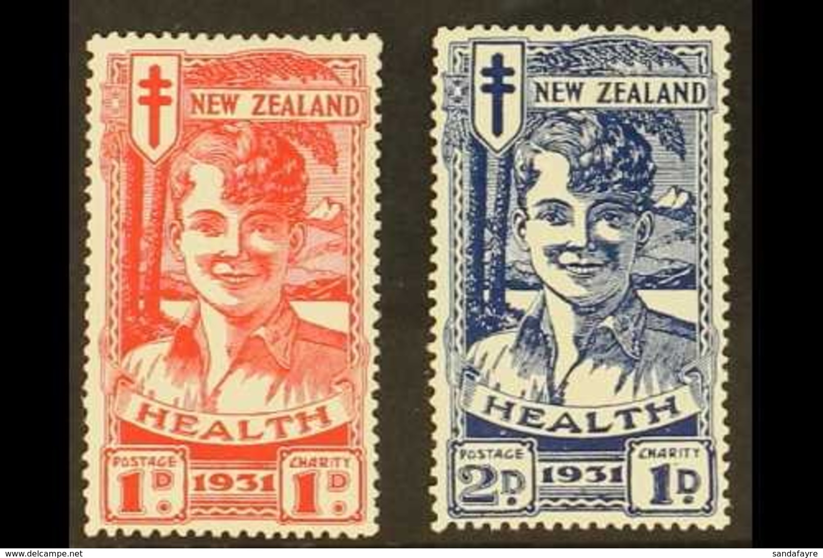 \Y 1931\Y 1d+1d  Scarlet And 2d+2d Blue "Smiling Boy" Health Set, SG 546/547, Very Fine Mint. (2 Stamps) For More Images - Autres & Non Classés