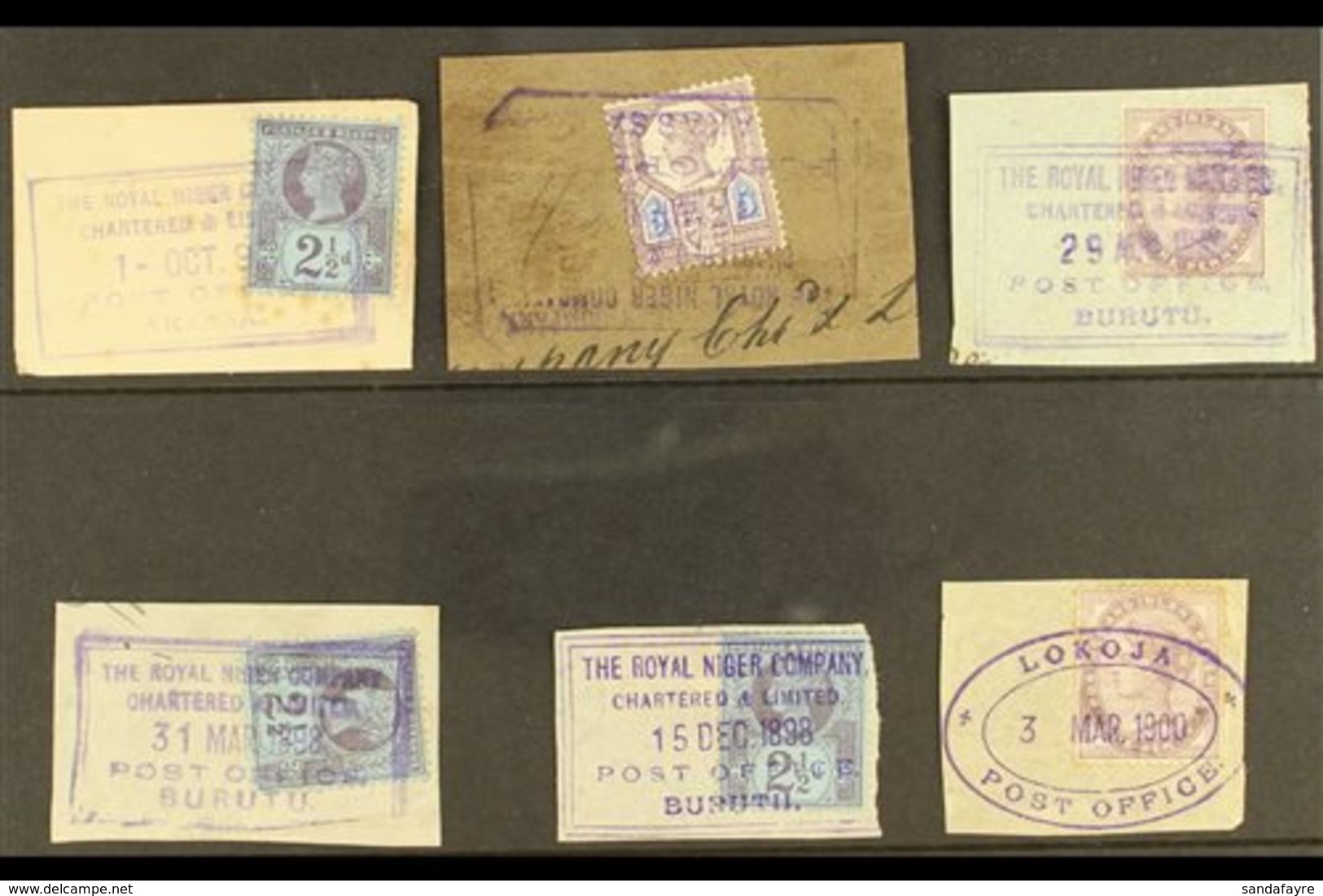 \Y NIGER COMPANY TERRITORIES\Y Selection Of GB Stamps Used On Piece In The Company Territories From Akassa To Lokoja Inc - Other & Unclassified