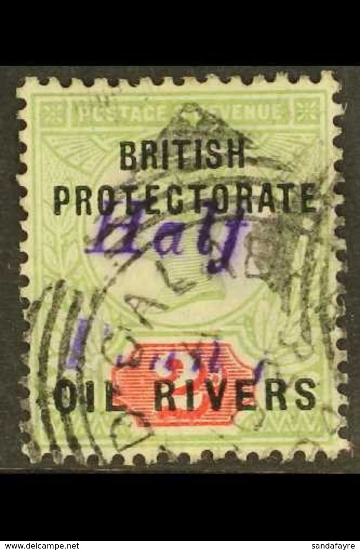 \Y OIL RIVERS\Y 1893 ½d On 2d In Violet, SG 20, Fine Used With Old Calabar Squared Circle Cancel. For More Images, Pleas - Sonstige & Ohne Zuordnung