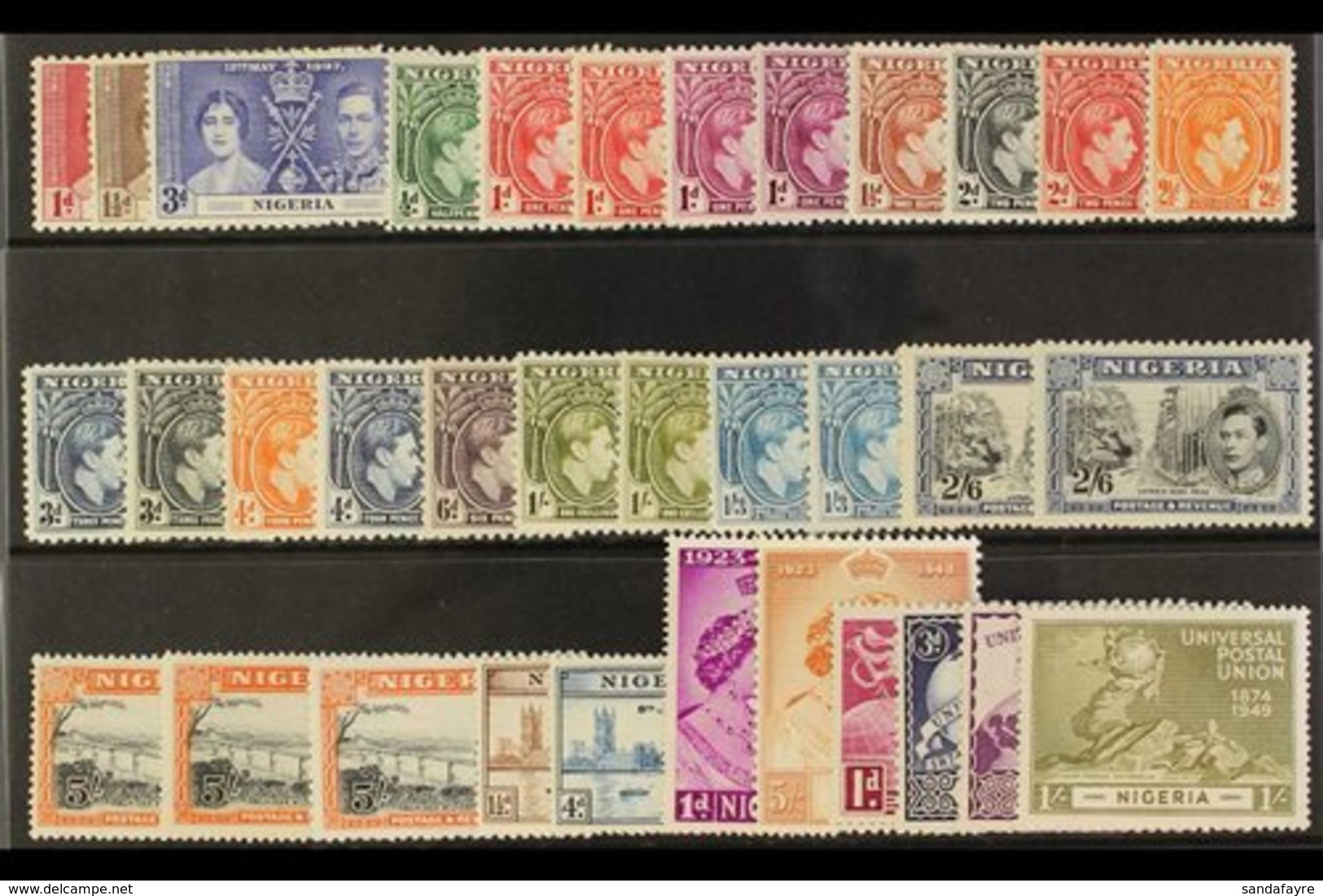 \Y 1937-51 COMPLETE MINT COLLECTION.\Y An Attractive, Complete "Basic" Fine Mint Collection On A Stock Card With Many Ad - Nigeria (...-1960)