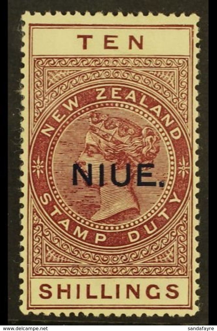 \Y 1918-29\Y 10s Maroon On "De La Rue" Paper, SG 36, Fine Mint. For More Images, Please Visit Http://www.sandafayre.com/ - Niue