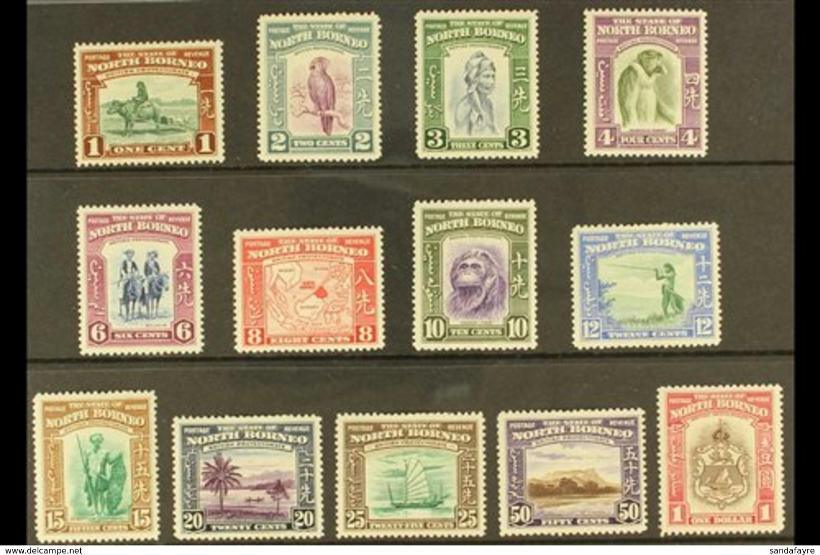 \Y 1939\Y Pictorial Definitive Set Complete To $1, SG 303/315, Mint, Mostly Fine Including The Good $1 Value. (13 Stamps - North Borneo (...-1963)