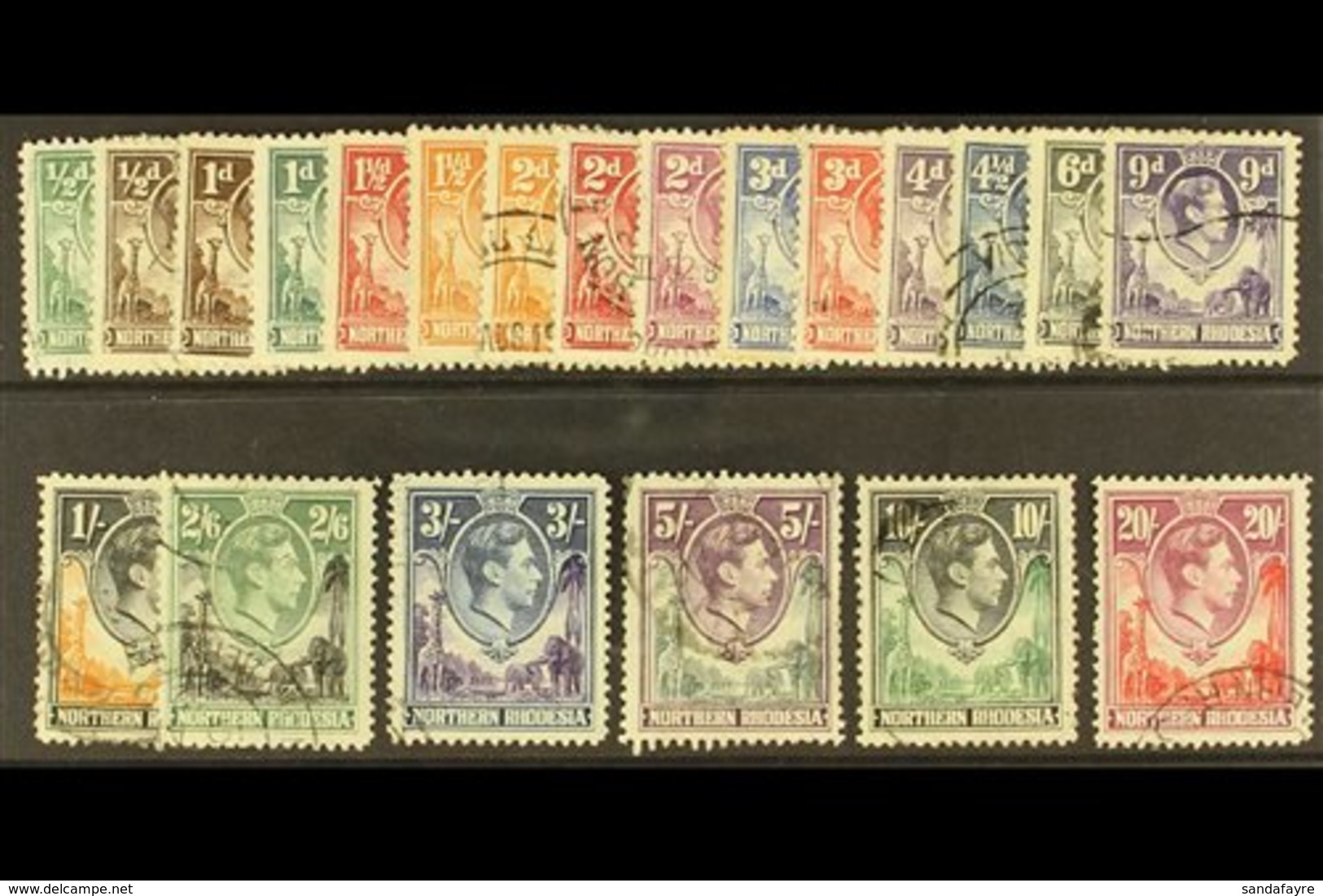 \Y 1938-52\Y Complete Definitive Set, SG 25/45, Fine Used. (21 Stamps) For More Images, Please Visit Http://www.sandafay - Northern Rhodesia (...-1963)