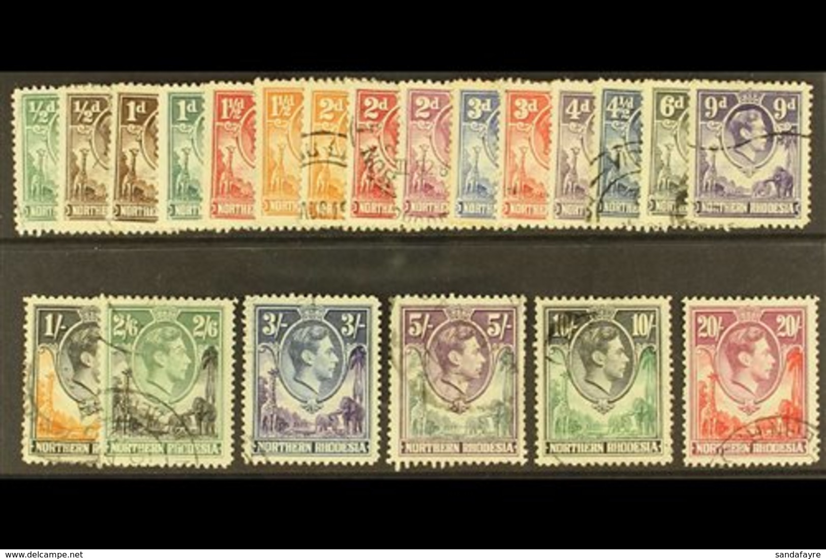 \Y 1938-52\Y Complete Definitive Set, SG 25/45, Fine Used. (21 Stamps) For More Images, Please Visit Http://www.sandafay - Rhodésie Du Nord (...-1963)