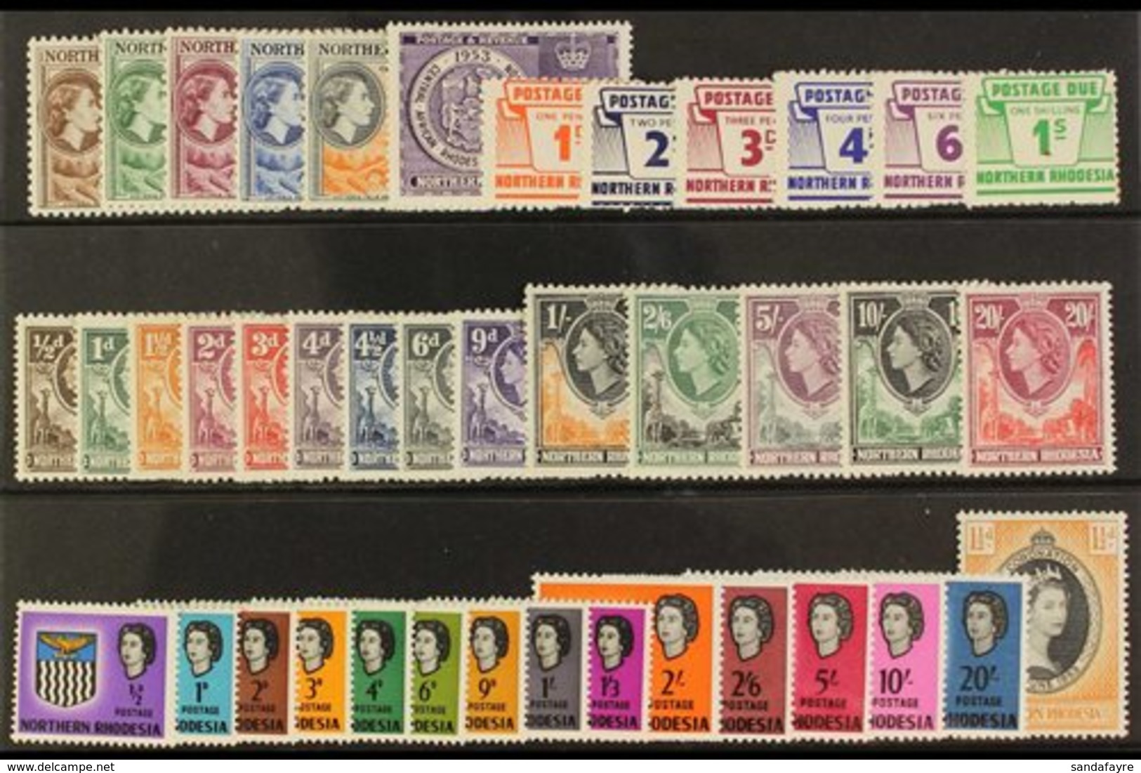 \Y 1953-63 COMPLETE MINT COLLECTION.\Y A Complete QEII Mint Collection From The 1953 Rhodes Set To The 1963 Definitive S - Rhodésie Du Nord (...-1963)