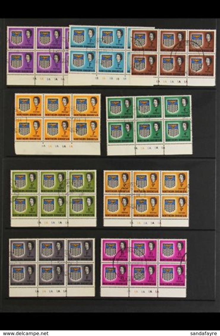 \Y 1963 SET IN MULTIPLES.\Y The Complete Definitive Set In (mostly) Cylinder 1A Blocks Of 6 Or 4 For Top Values, SG 75/8 - Rhodésie Du Nord (...-1963)