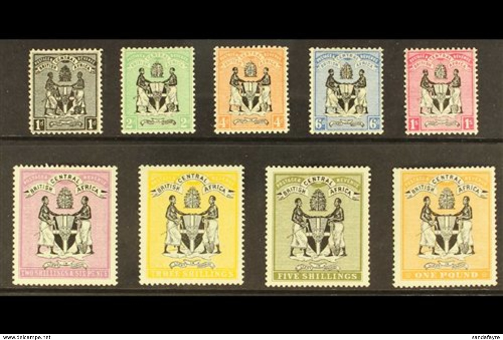 \Y 1895\Y Arms Of The Protectorate Set To £1 Complete, SG 21/29, Very Fine And Fresh Mint. The £1 Stamp With Royal Cert. - Nyasaland (1907-1953)