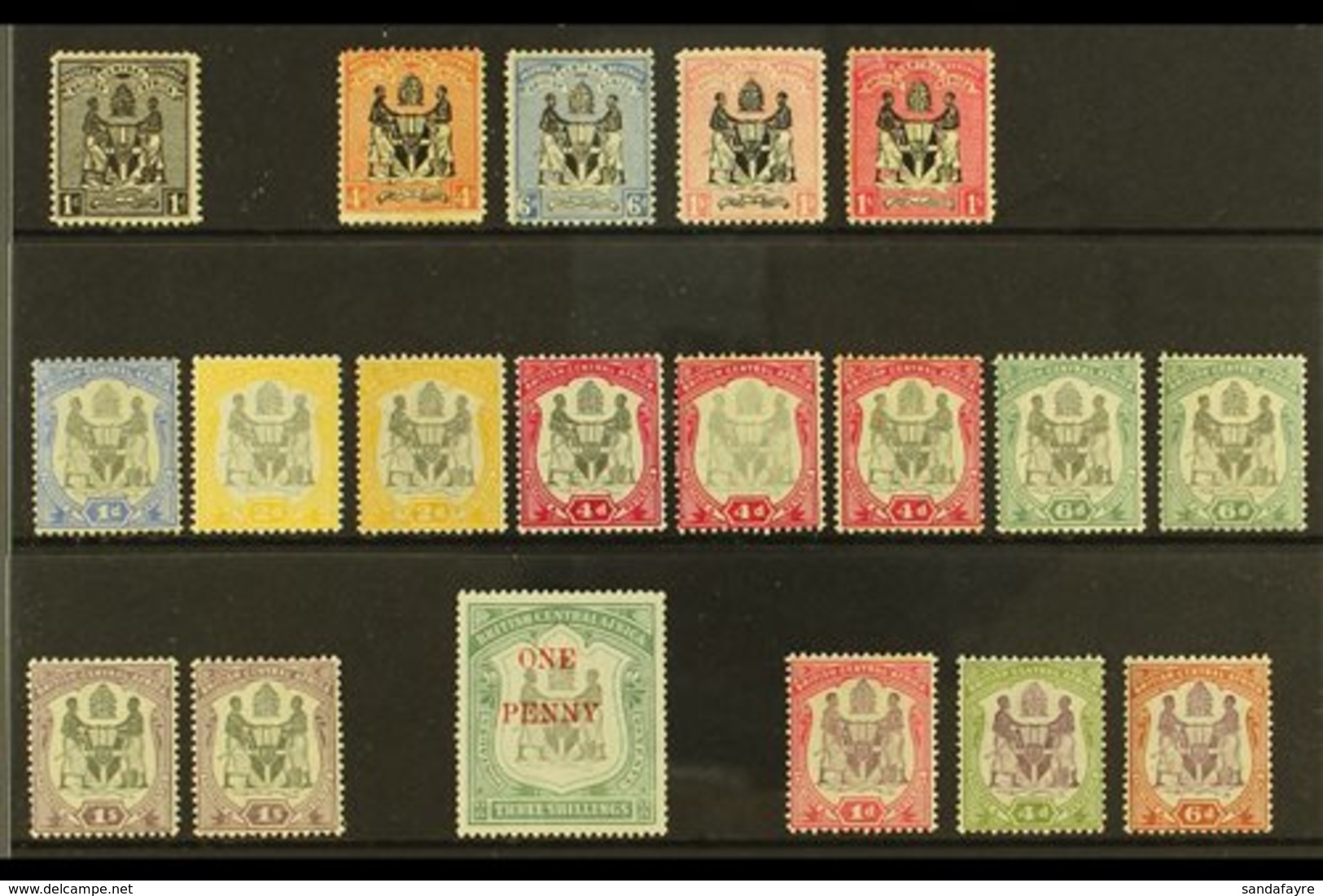 \Y 1895-1901 MINT "ARMS" SELECTION\Y Presented On A Stock Card & Includes 1895 1d  (no Wmk), 1896 4d, 6d & 1s Shades, 18 - Nyasaland (1907-1953)