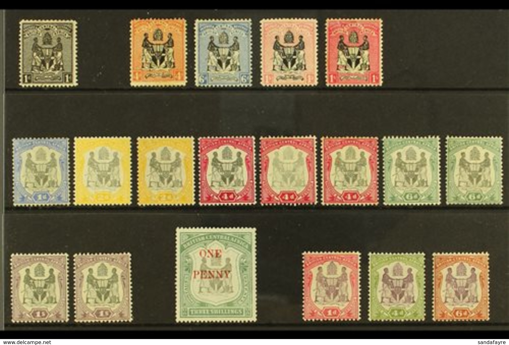 \Y 1895-1901 MINT "ARMS" SELECTION\Y Presented On A Stock Card & Includes 1895 1d  (no Wmk), 1896 4d, 6d & 1s Shades, 18 - Nyassaland (1907-1953)