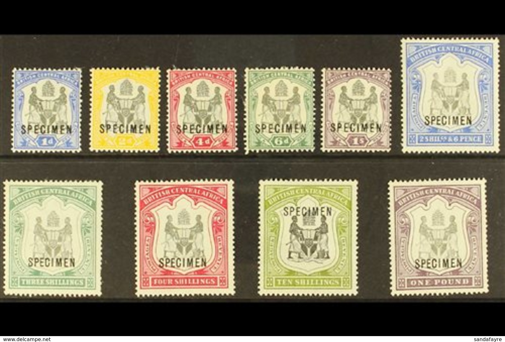 \Y 1897-00\Y Set Complete Opt'd "SPECIMEN", SG 43s/51s, Mint Part OG, Lovely Fresh Stamps (10) For More Images, Please V - Nyasaland (1907-1953)