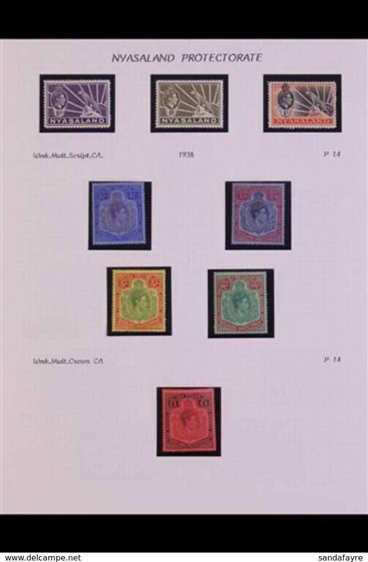 \Y 1937-51 COMPLETE KGVI MINT COLLECTION.\Y An Attractive, Complete "Basic" Collection Presented In Mounts On Album Page - Nyassaland (1907-1953)