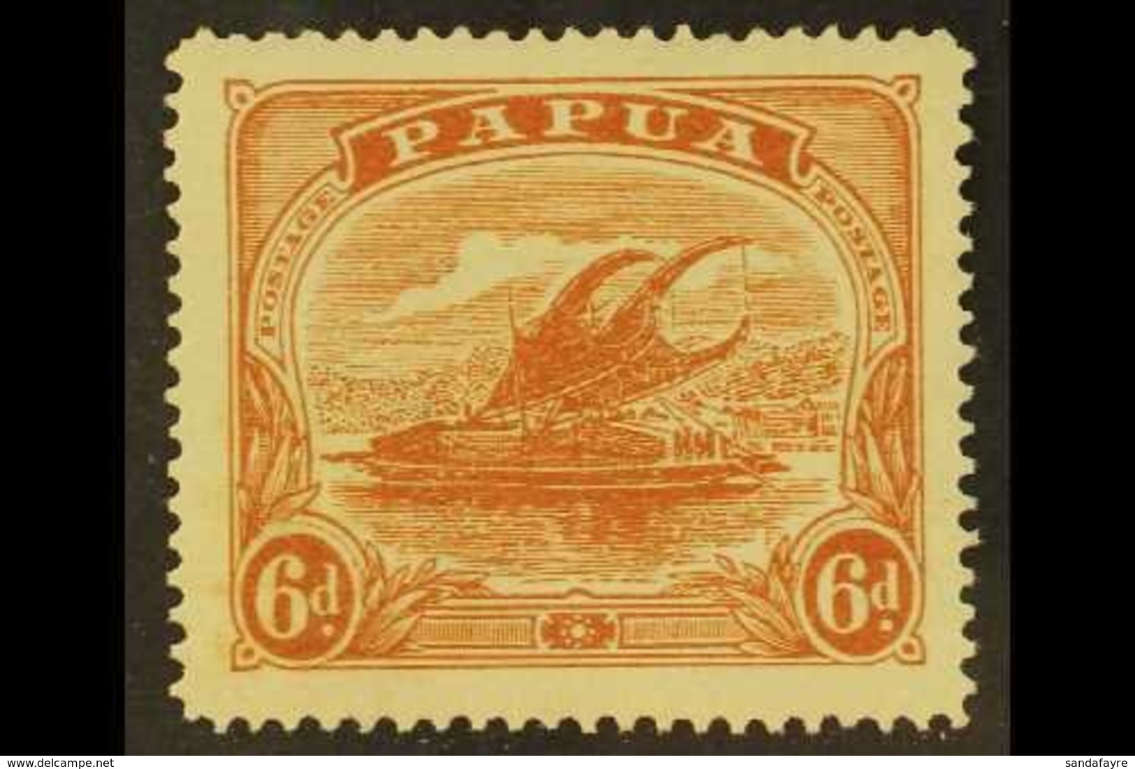 \Y 1911-15\Y 6d Orange-brown WATERMARK CROWN TO RIGHT OF A Variety, SG 89w, Fine Mint, Scarce. For More Images, Please V - Papua-Neuguinea