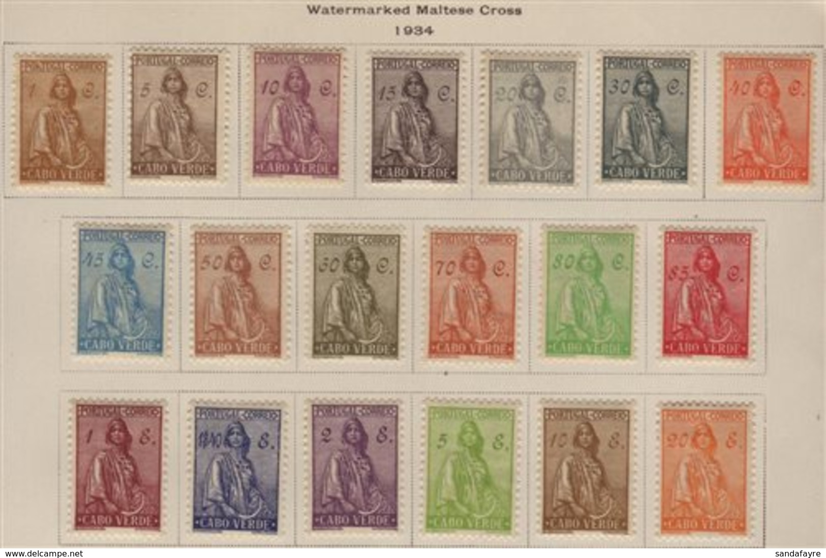 \Y CAPE VERDE\Y 1934 Ceres Definitive Set, SG 270/88, Very Fine Mint (19 Stamps) For More Images, Please Visit Http://ww - Other & Unclassified