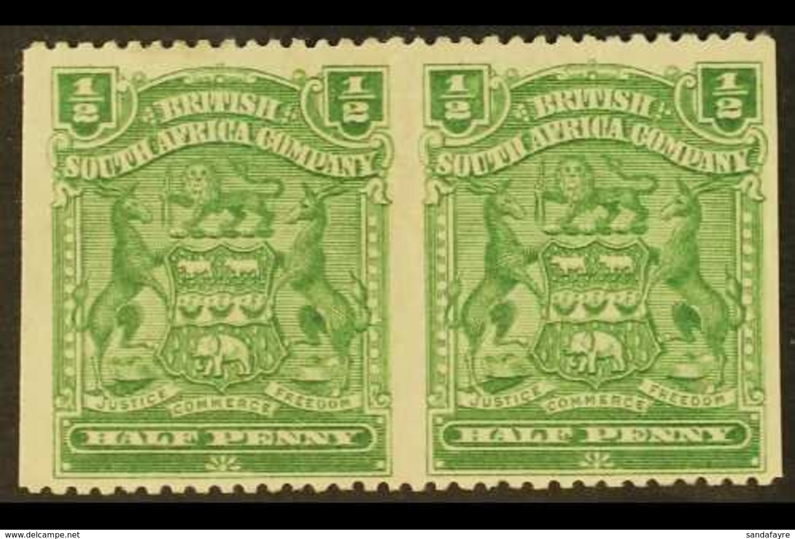 \Y 1898\Y ½d Yellow Green, Horizontal Pair, Variety "imperf Between", SG 75aa, Very Fine Mint. For More Images, Please V - Other & Unclassified