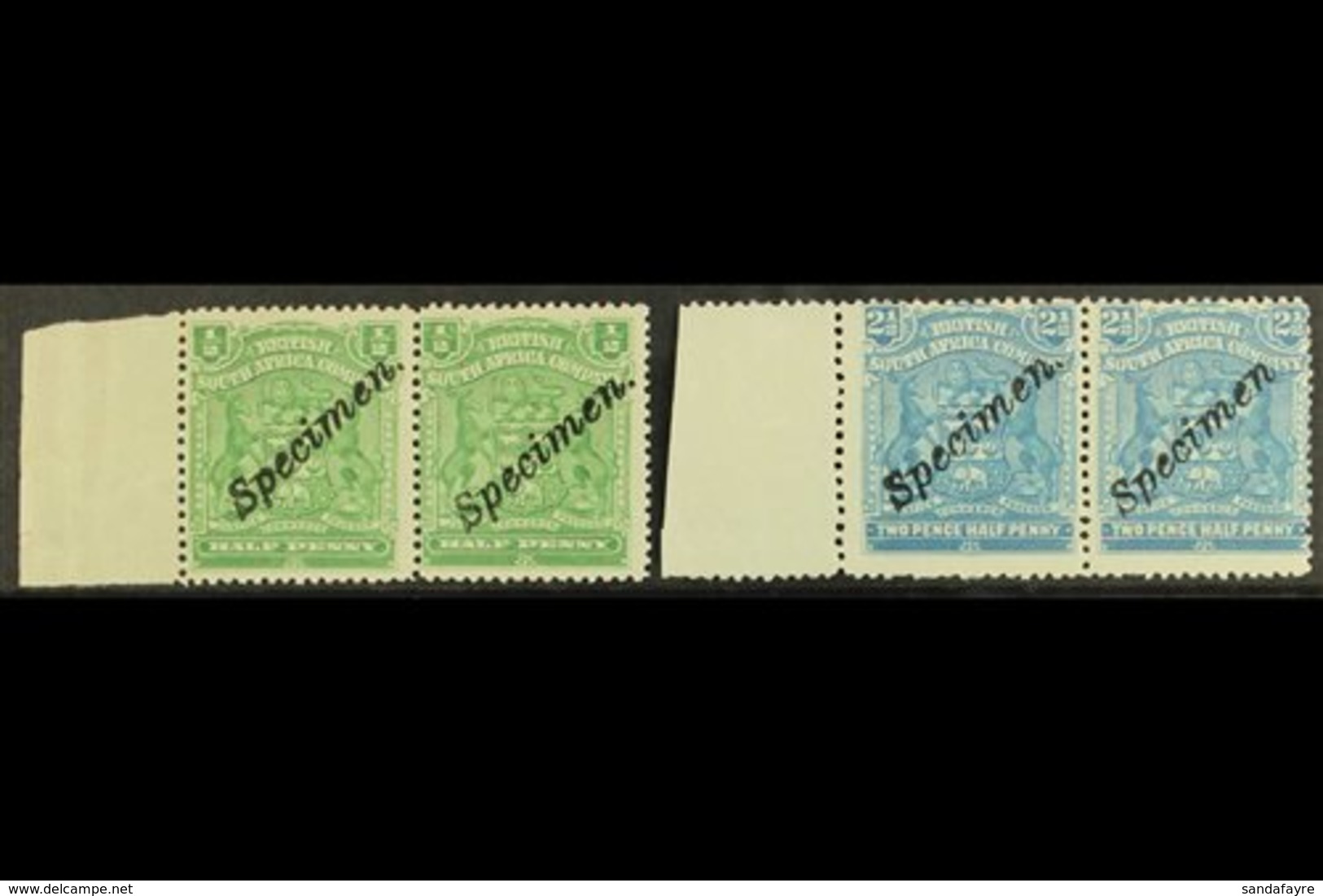 \Y 1898\Y Arms ½d And 2½d SG 75 & 80, Each In A Never Hinged Mint Horizontal Pair, Overprinted "Specimen". (4 Stamps) Fo - Other & Unclassified