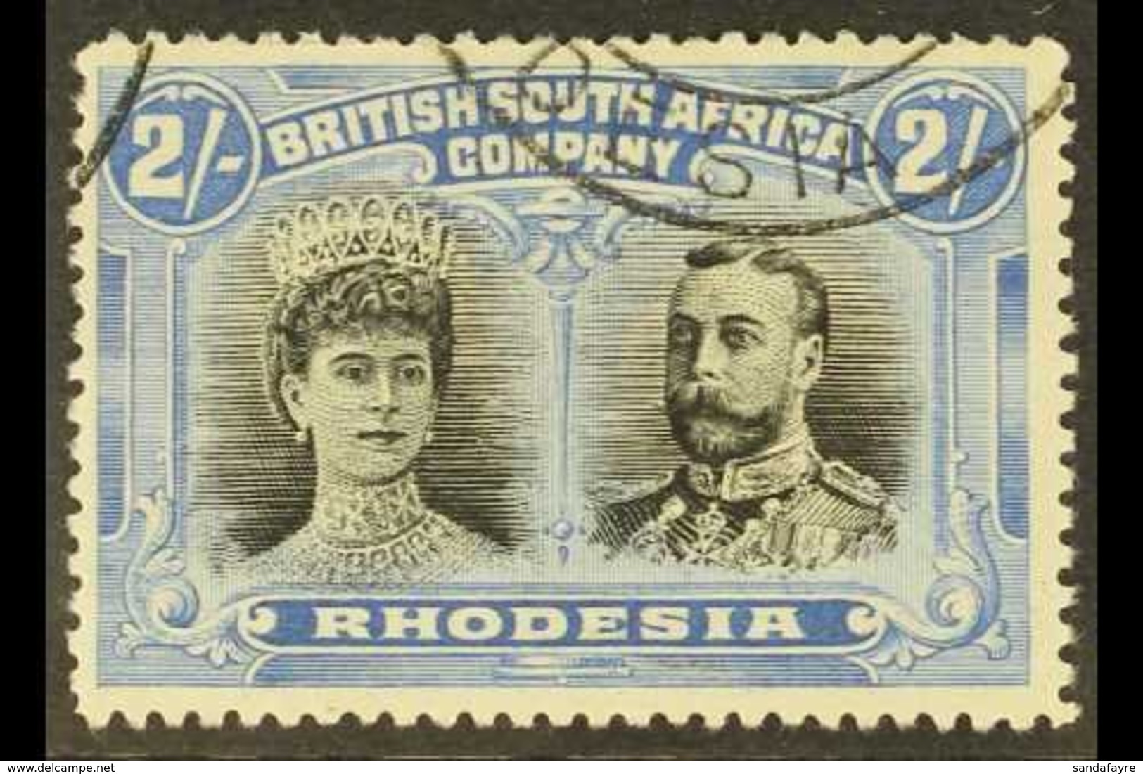 \Y 1910\Y 2s Black And Ultramarine, Double Head, SG 153, Very Fine Used. For More Images, Please Visit Http://www.sandaf - Other & Unclassified