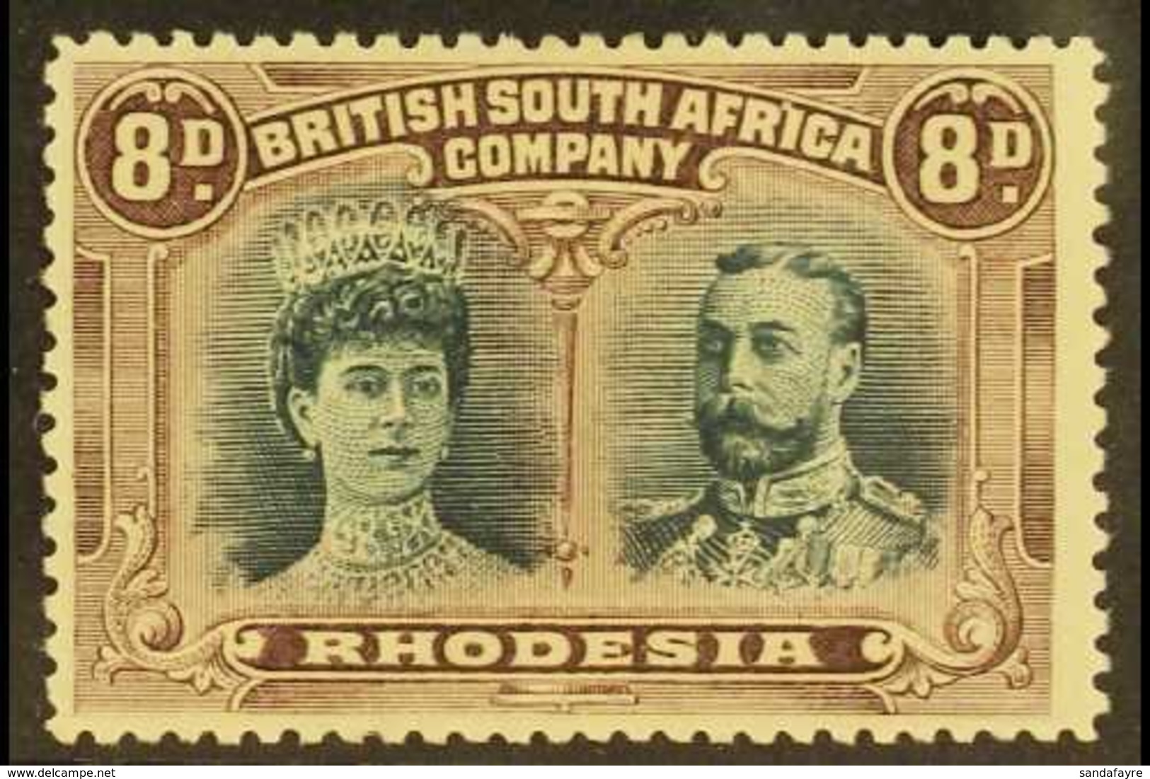 \Y 1910\Y 8d Greenish Black And Purple, Double Head, SG 148, Very Fine Mint. For More Images, Please Visit Http://www.sa - Autres & Non Classés