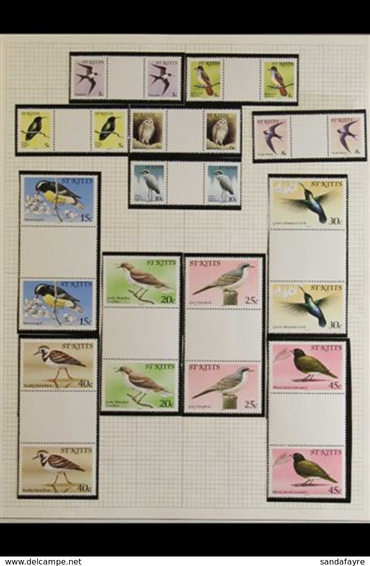 \Y 1981-82\Y Birds Both Complete Sets, SG 53A/70A & 53B/70B, Never Hinged Mint Vertical GUTTER PAIRS, Very Fresh. (36 Pa - St.Kitts-et-Nevis ( 1983-...)