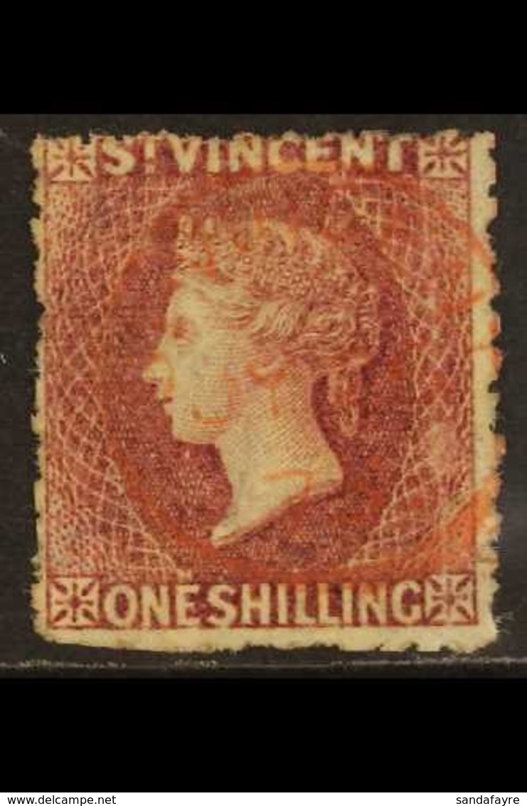 \Y 1875\Y 1s Claret Perf 11 To 12½, SG 21, Used With Superb Almost Complete Fully Dated Cds Cancel In Red, Usual Rough P - St.Vincent (...-1979)