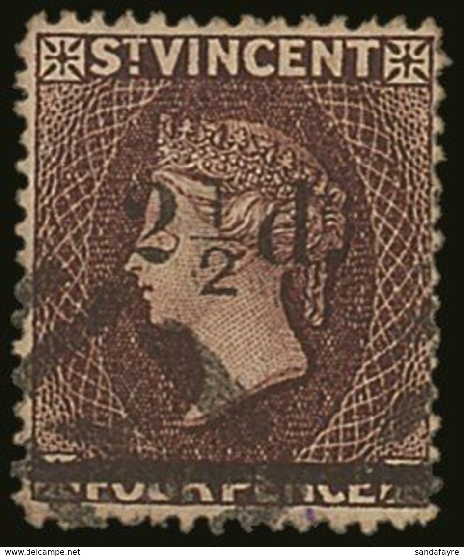 \Y 1890\Y 2½d On 4d Chocolate, SG 54, Very Fine Used. Not Often Seen In This Condition. For More Images, Please Visit Ht - St.Vincent (...-1979)