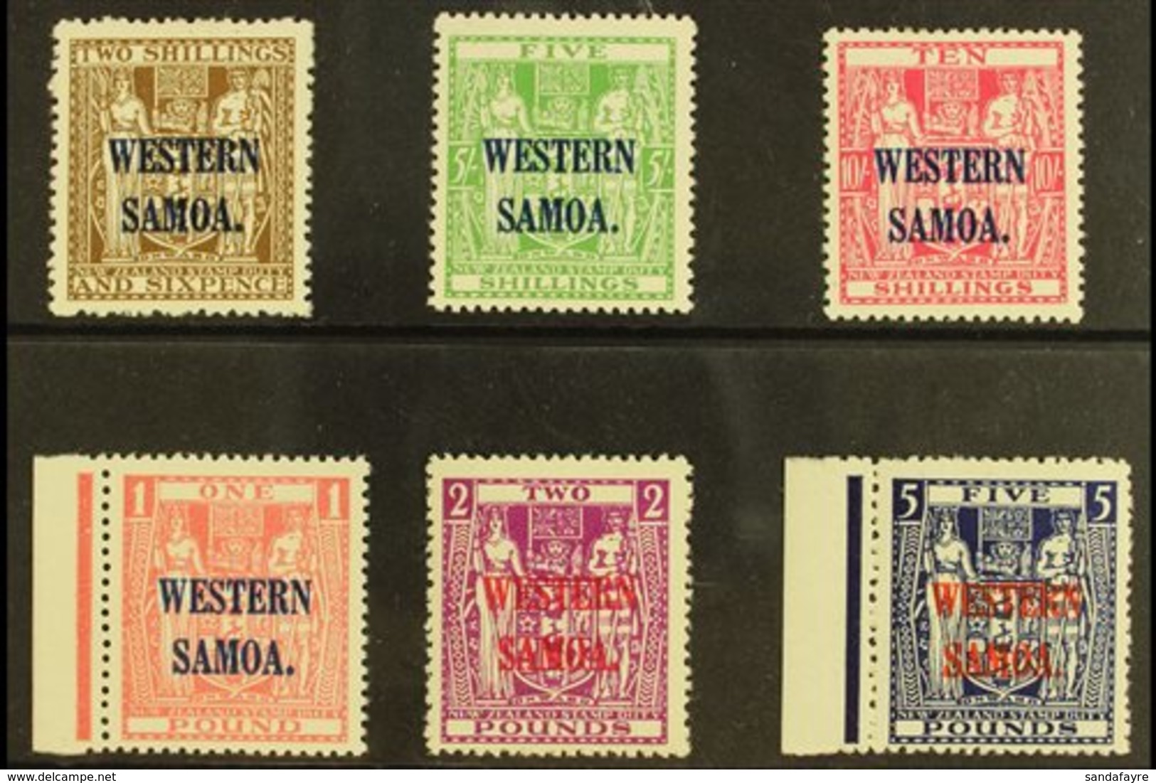 \Y 1935-42\Y Postal Fiscals On "Cowan" Paper Complete Set To £5, SG 189/194, Never Hinged Mint. (6 Stamps) For More Imag - Samoa