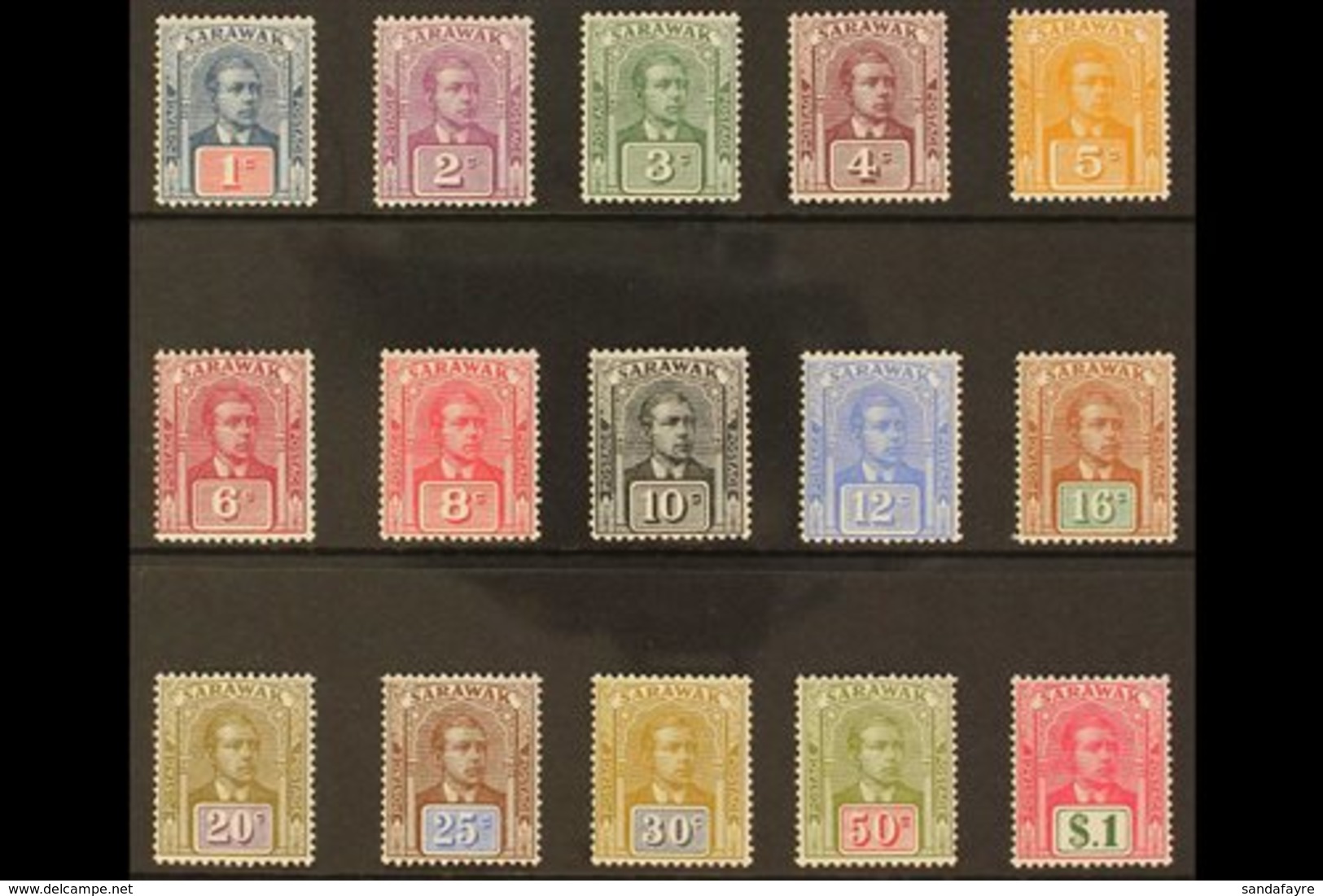 \Y 1928-29\Y Sir Charles Vyner Brooke Complete Set, SG 76/90, Never Hinged Mint, Fresh. (15 Stamps) For More Images, Ple - Sarawak (...-1963)