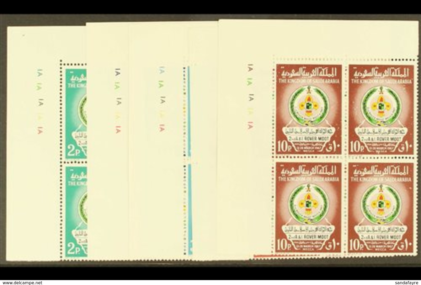 \Y 1967\Y World Meteorological Day Set Complete, SG 750/4, In Never Hinged Mint Corner Blocks Of 4. (20 Stamps) For More - Saudi-Arabien