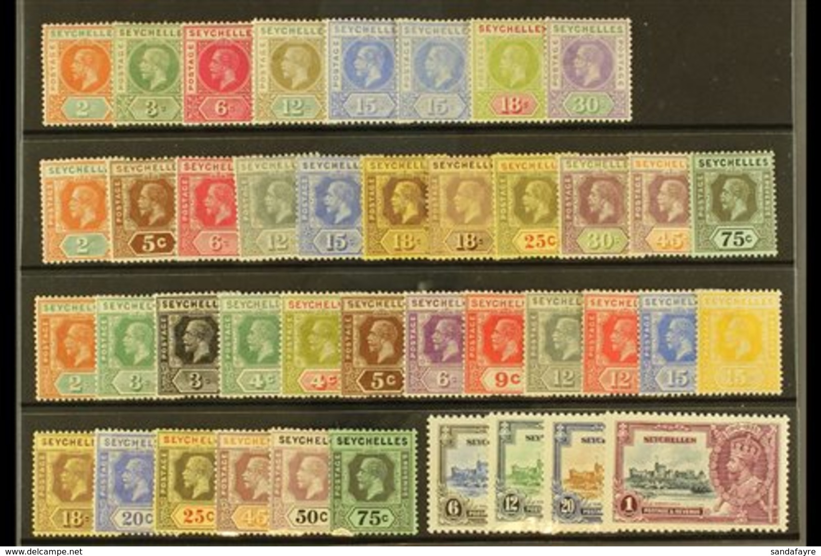 \Y 1912-36 KGV MINT GROUP\Y Includes 1912-16 Wmk Mult Crown CA To 30c, 1917-22 Wmk Mult Crown CA Most Values To 75c, 192 - Seychelles (...-1976)