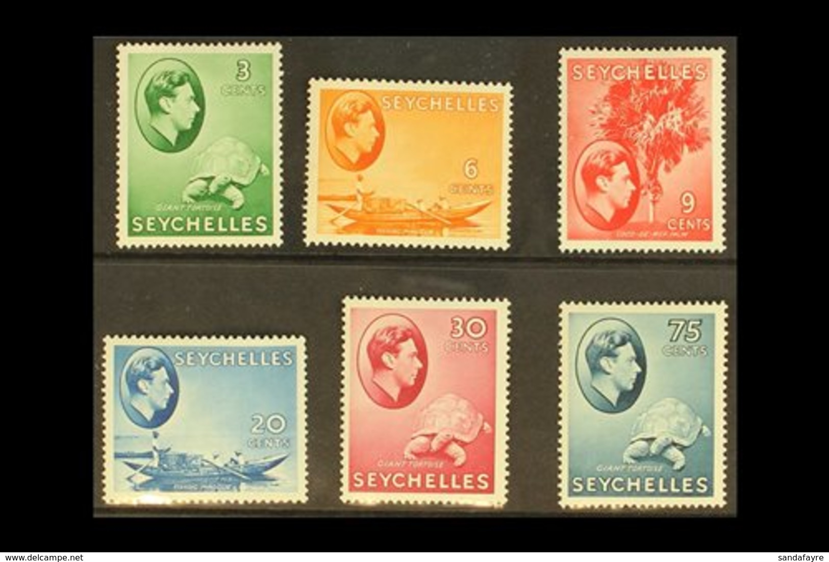 \Y 1938\Y 3c Green, 6c Orange, 9c Scarlet, 20c Blue, 30c Carmine & 75c Slate-blue Original Printing, SG 136/38, 140, 142 - Seychelles (...-1976)