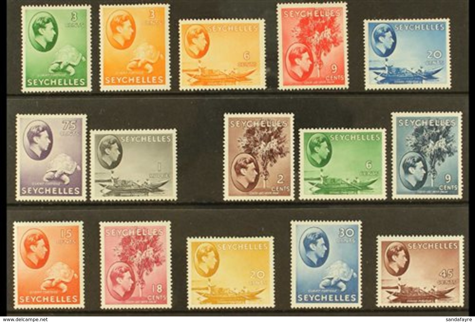 \Y 1938-49 KGVI MINT DEFINITIVE SELECTION\Y Presented On A Stock Card With Chalky Paper Values To 1r & Ordinary Paper Va - Seychelles (...-1976)