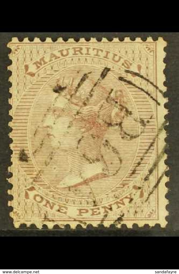 \Y MAURITIUS USED IN\Y 1860-63 1d Purple-brown With "B 64" Cancellation, SG Z5, Fine. For More Images, Please Visit Http - Seychelles (...-1976)